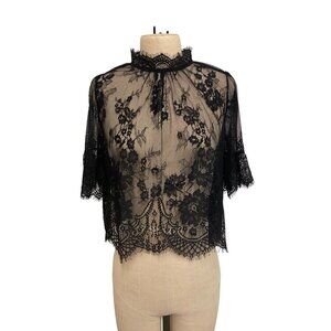 Forever 21 Black Lace Floral Top S